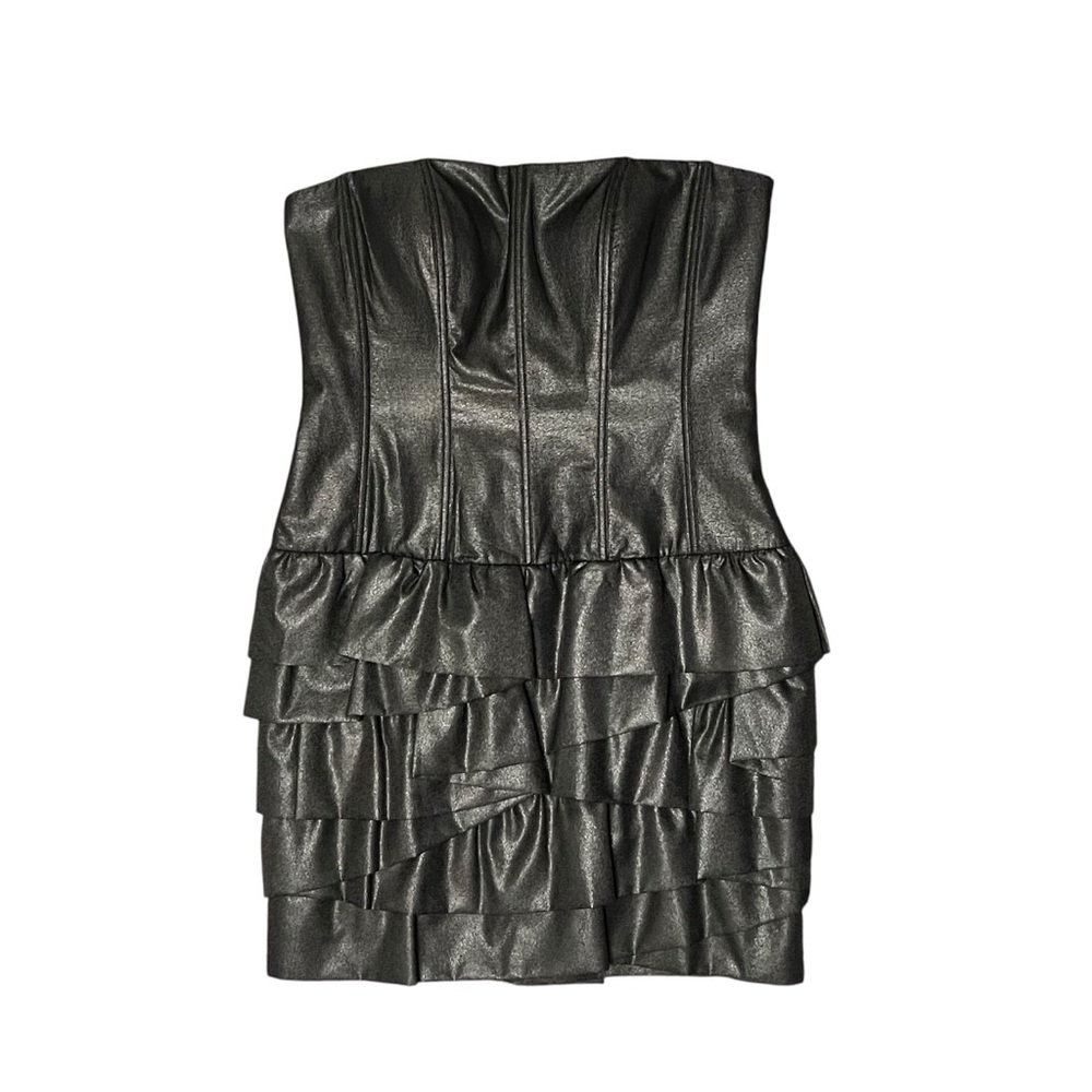 Robert Rodriguez Metallic Strapless Ruffle Skirt Mini Dress Size 6